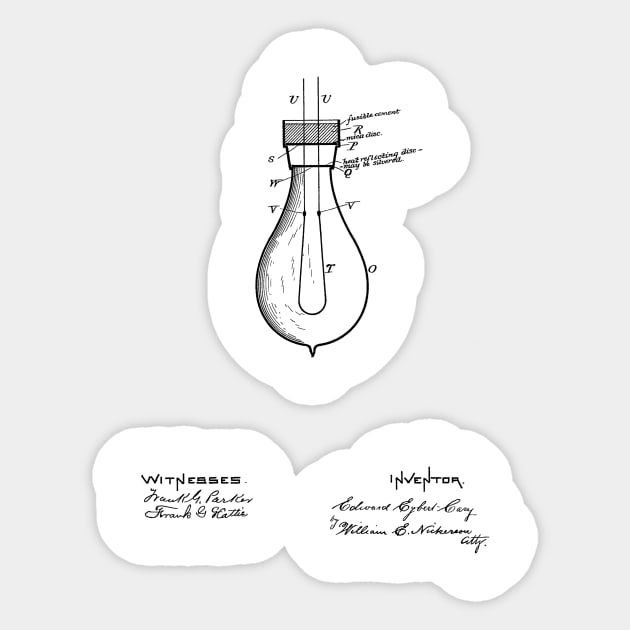 Incandescent Electric Lamp Vintage Patent Hand Drawing Sticker by TheYoungDesigns